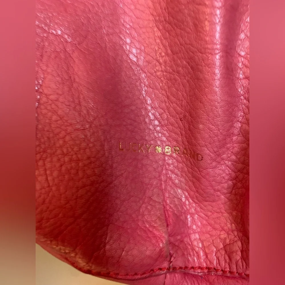 Lucky brand leather pink crossbody purse Bohemian boho hippie grungy festival